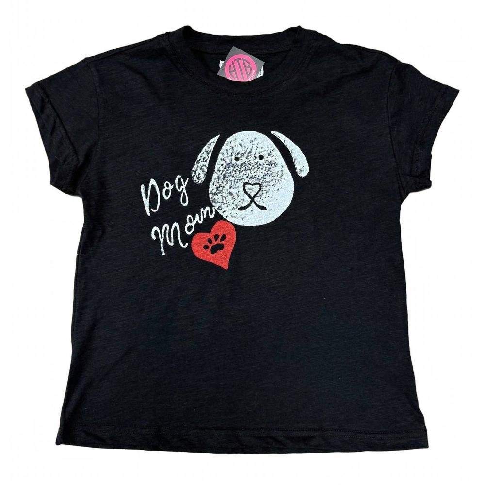 NEW JUST MADISON women's dog mom short sleeve tee in black